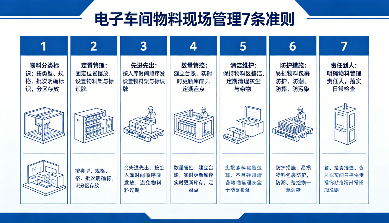 电子车间物料现场管理7条准则，解决小元器件找料难、领用乱